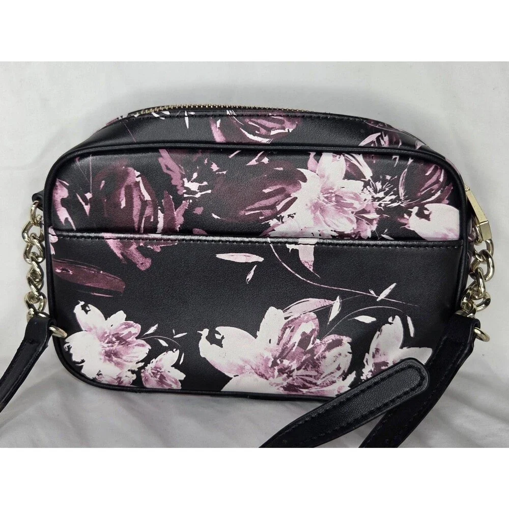 KARL LAGERFELD Black Floral Berry Bow Accent Crossbody Shoulder Bag Purse
